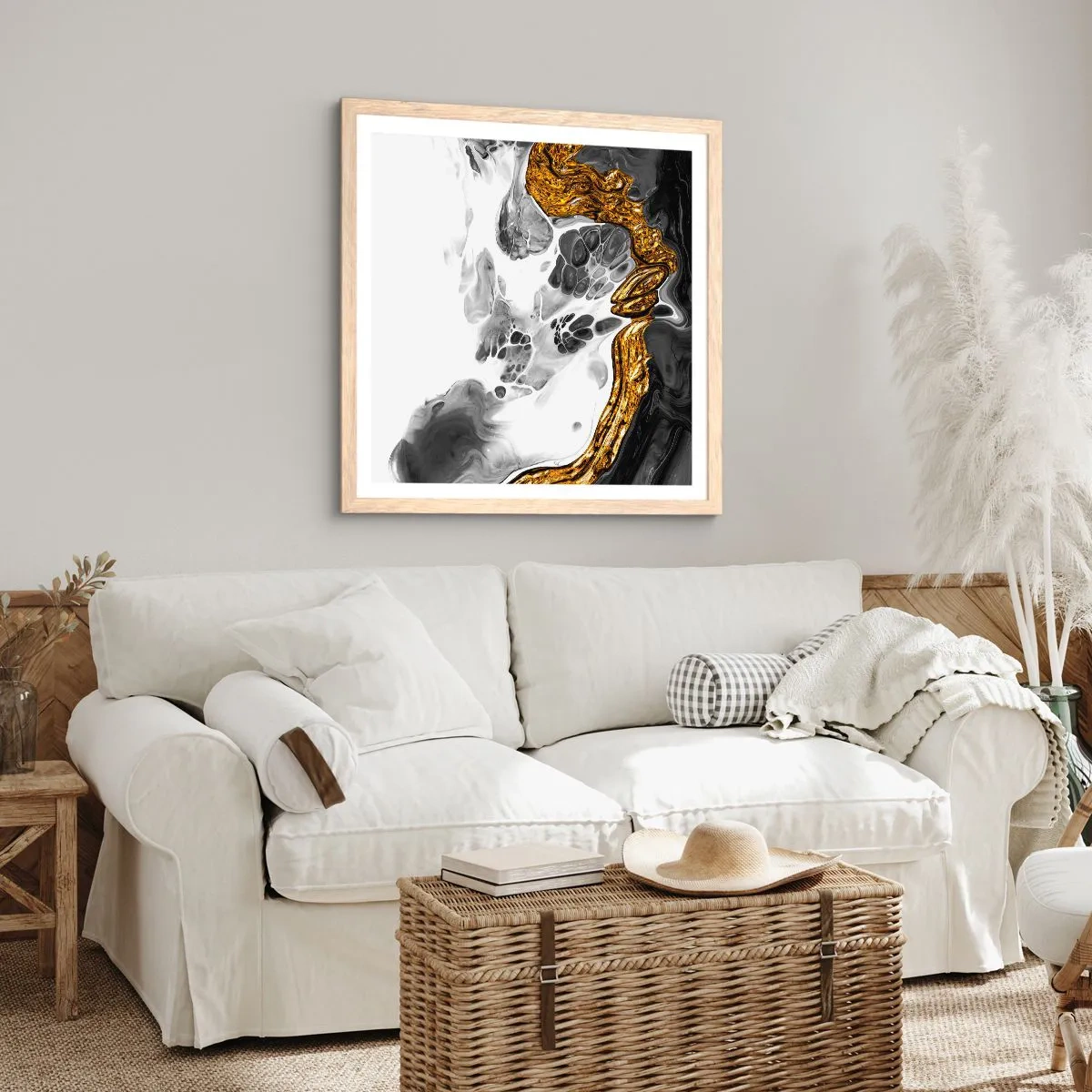 Plakat w ramie jasny dąb - Kompozycja organiczna - 50x50 cm