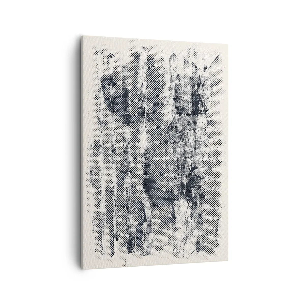 Obraz na płótnie - Abstrakcyjna kompozycja w stylu pointylizmu w odcieniach czerni i bieli - 50x70cm - Mglista kompozycja - Nowoczesna dekoracja ścienna do salonu, kuchni i sypialni ARTTOR
