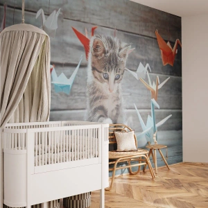 Fototapeta Premium Canvas - Pierwsza lekcja - Zwierzęta, Kot, Origami - 500x350 cm