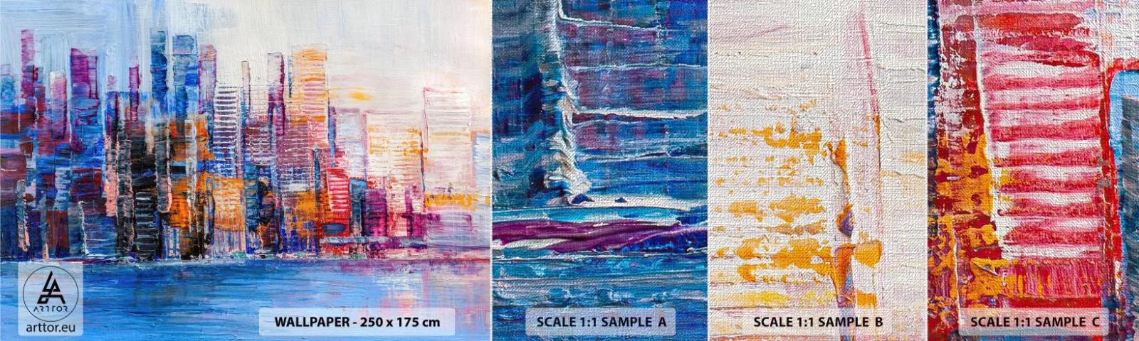 Fototapeta Próbka Premium Canvas - Radosna metropolia - Miasto, Architektura, Drapacze Chmur - 100x30 cm