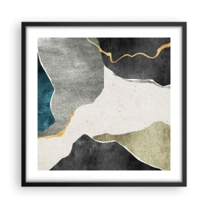 Plakat w czarnej ramie - Mozaikowa kompozycja z nitką złota - 50x50 cm
