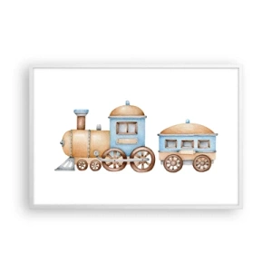 Plakat w białej ramie - Stoi na stacji... - 91x61 cm