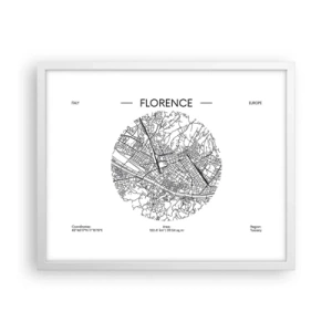Plakat w białej ramie - Anatomia Florencji - 50x40 cm