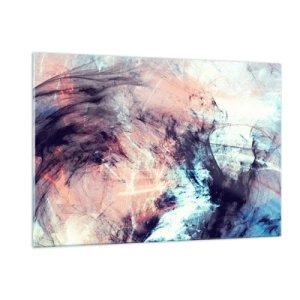 Obraz na szkle - Abstrakcyjna mieszanka barw w pastelowych i ciemnych tonach - 120x80cm - Poczuj wiatr - Nowoczesna dekoracja ścienna do salonu, kuchni i sypialni ARTTOR