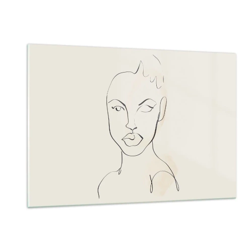 Obraz na szkle - Zarys twarzy w odcieniach czerni z subtelnymi akcentami różu - 120x80cm - Zarys zmysłowości - Nowoczesna dekoracja ścienna do salonu, kuchni i sypialni ARTTOR