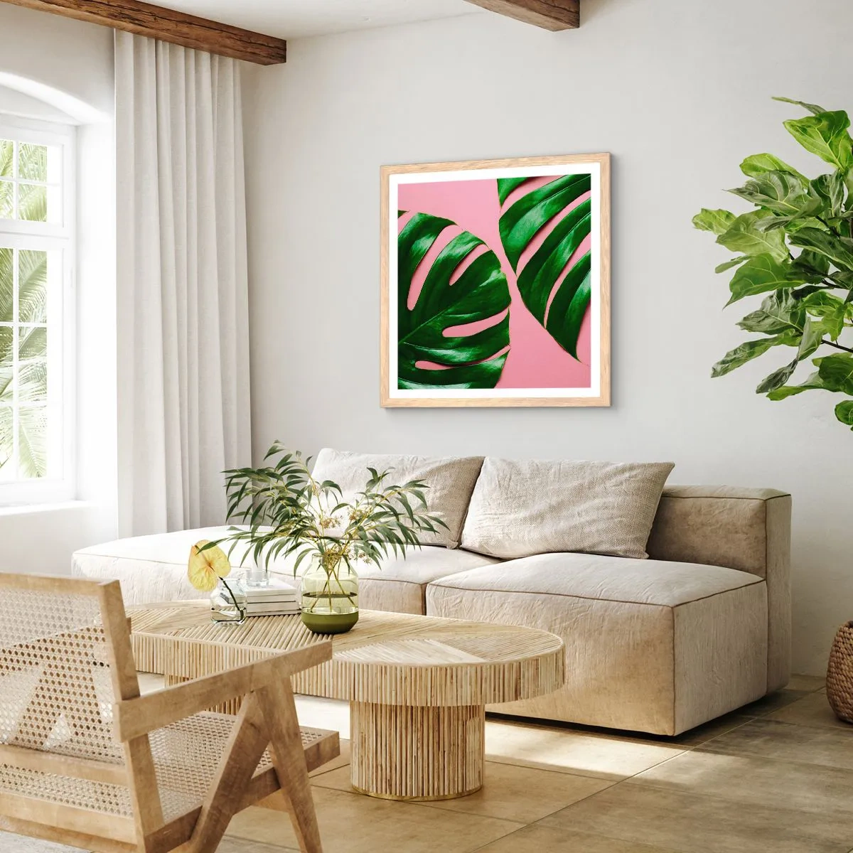 Plakat w ramie jasny dąb - Zielone rendez-vous - 40x40 cm