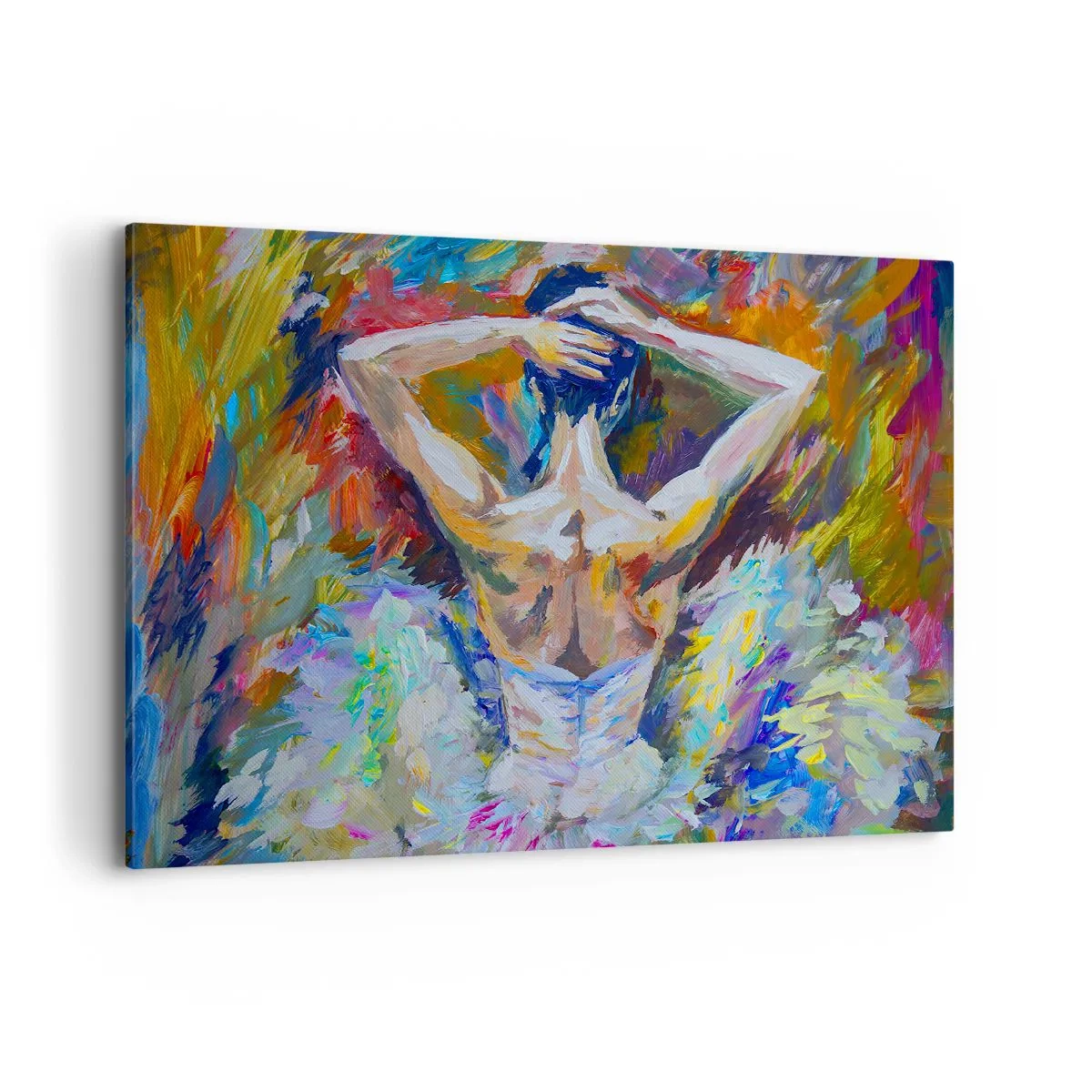 Obraz na płótnie - Baletnica w dynamicznych kolorach i malarskiej ekspresji - 120x80cm - To może być wszysko - Nowoczesna dekoracja ścienna do salonu, kuchni i sypialni ARTTOR