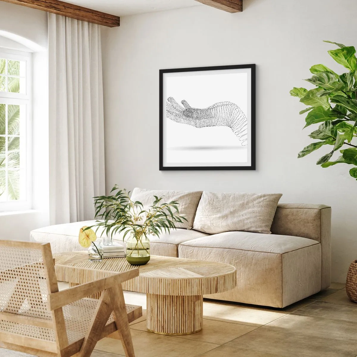 Plakat w czarnej ramie - Sprężysta dłoń - 60x60 cm