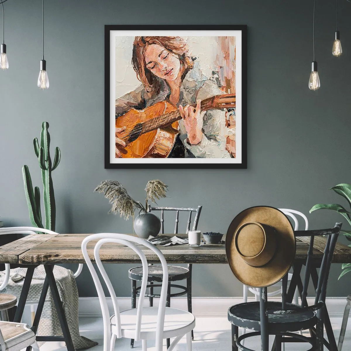 Plakat w czarnej ramie - Koncert na gitarę i dziewczęce serce - 40x40 cm