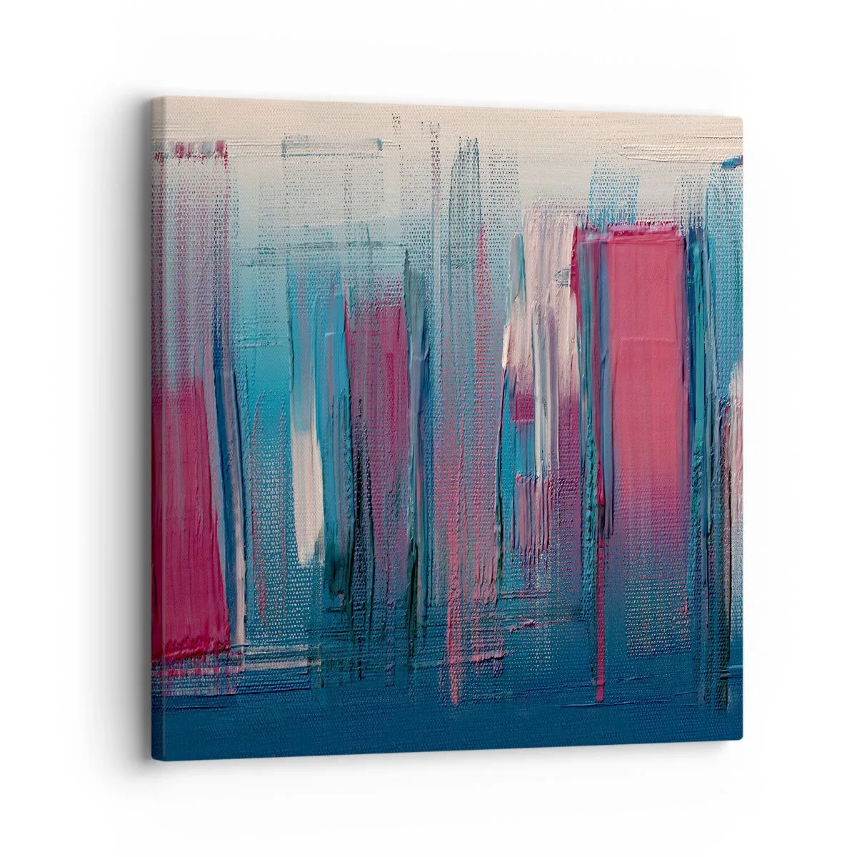Obraz na płótnie - Kompozycja wertykalna w błękicie i czerwieni - 30x30 cm