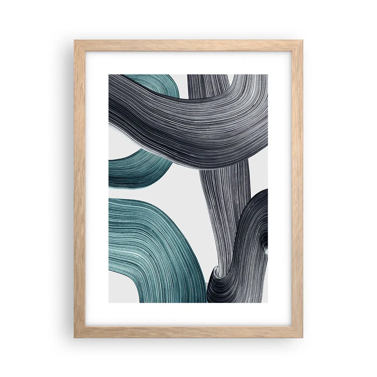 Plakat w ramie jasny dąb - Szmaragdowe i czarne szlaki - 30x40 cm