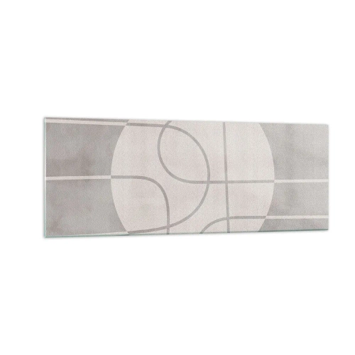 Obraz na szkle - Geometryczny wzór w odcieniach szarości i bieli - 140x50cm - Koliście i na wprost - Nowoczesna dekoracja ścienna do salonu i sypialni ARTTOR