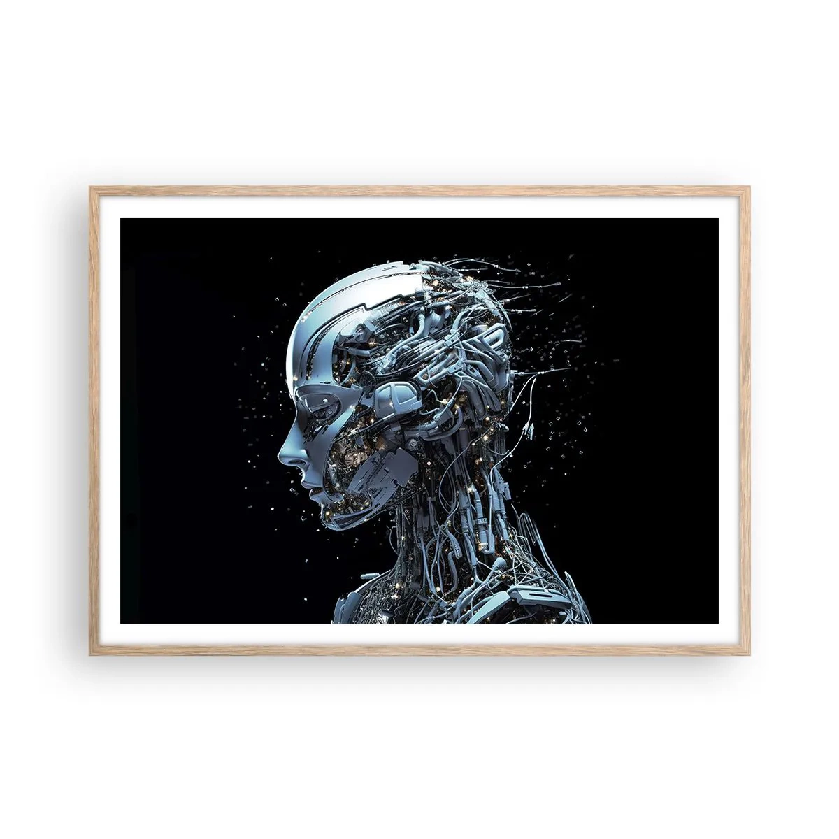 Plakat w ramie jasny dąb - Technologia jest kobietą - 100x70 cm