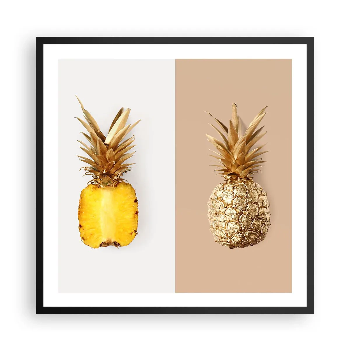Plakat w czarnej ramie - Ananas dla nas - 60x60 cm