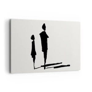 Obraz na płótnie - Sylwetki dwóch osób w czerni na jasnym tle - 120x80cm - Na pewno razem? - Nowoczesna dekoracja ścienna do salonu, kuchni i sypialni ARTTOR