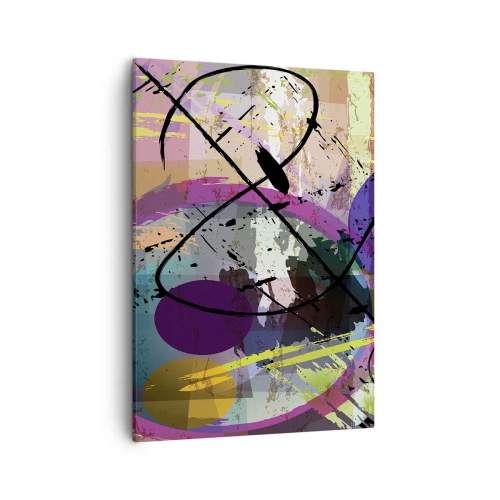 Obraz na płótnie - Abstrakcyjna kompozycja z geometrycznymi kształtami i dynamicznymi kolorami - 50x70cm - Można wprost lub naokoło - Nowoczesna dekoracja ścienna do salonu, kuchni i sypialni ARTTOR