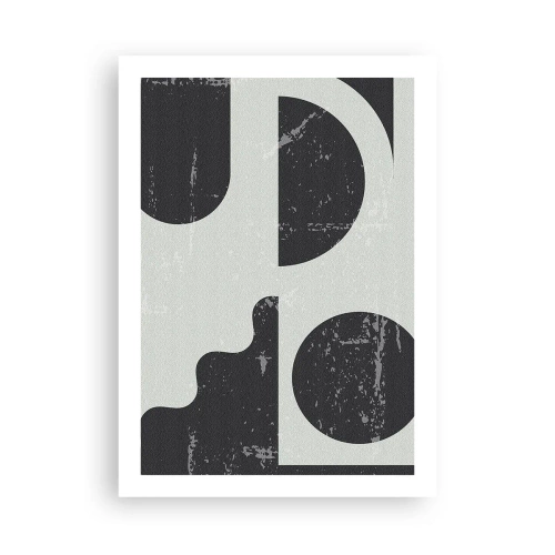 Plakat - Abstrakcyjna kompozycja geometryczna w czerni i szarości - 50x70cm - Kompozycja ponad i pod - Nowoczesna dekoracja ścienna do salonu, kuchni i sypialni ARTTOR