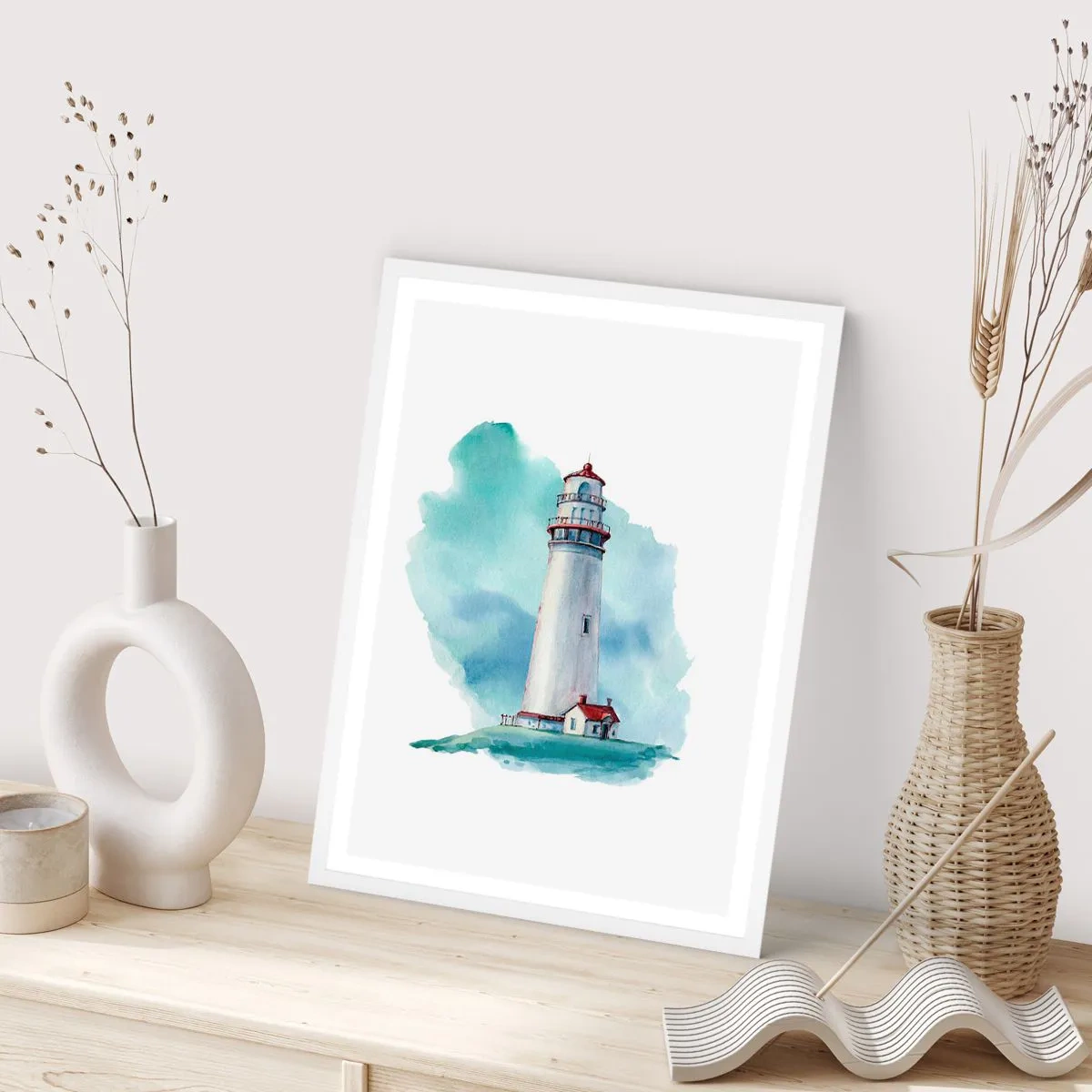 Plakat w białej ramie - Łagodna siostra błękitu - 50x70 cm