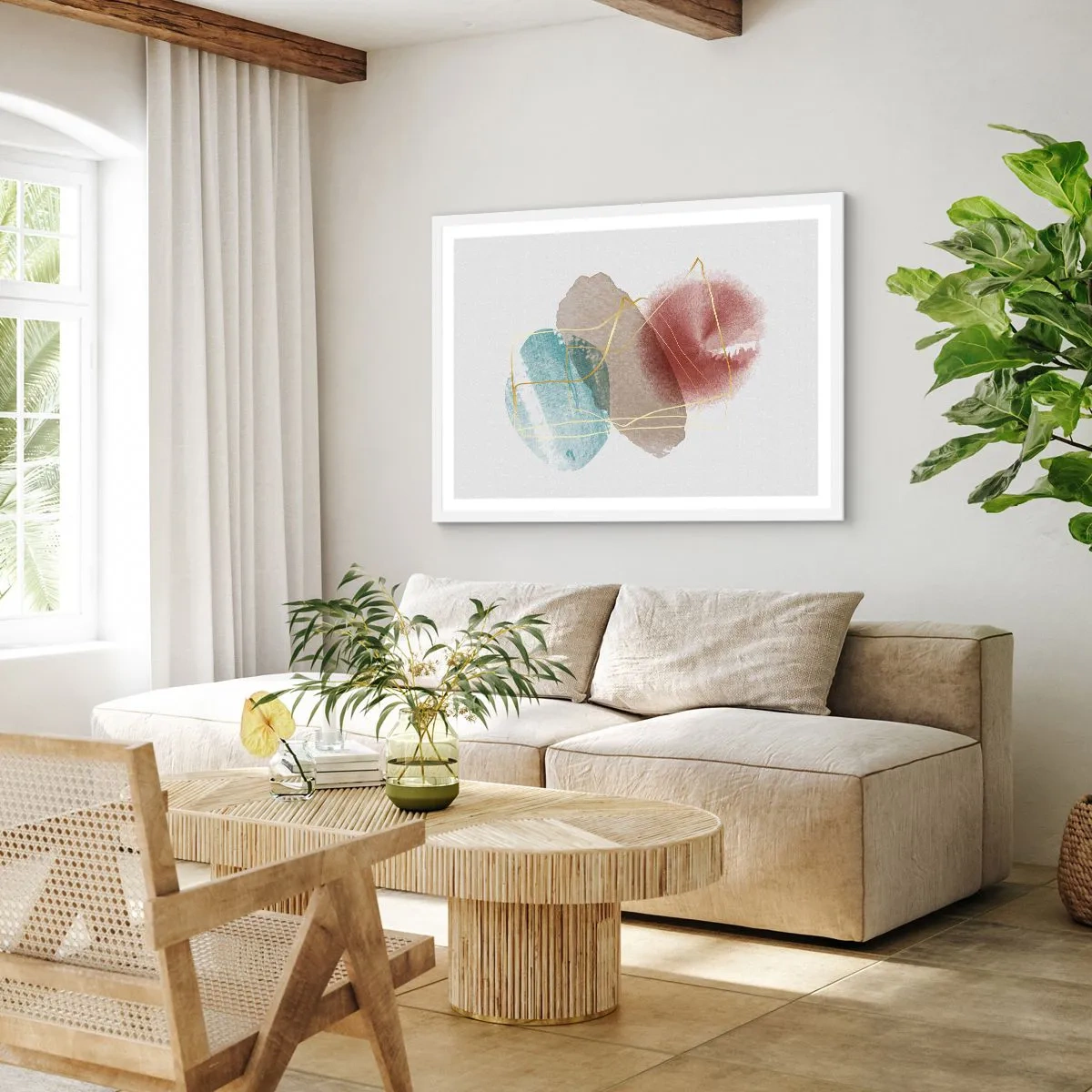 Plakat w białej ramie - Korale przestrzeni - 100x70 cm