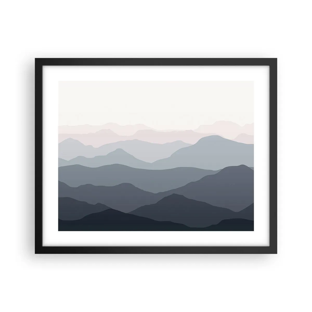 Plakat w czarnej ramie - Fale gór - 50x40 cm