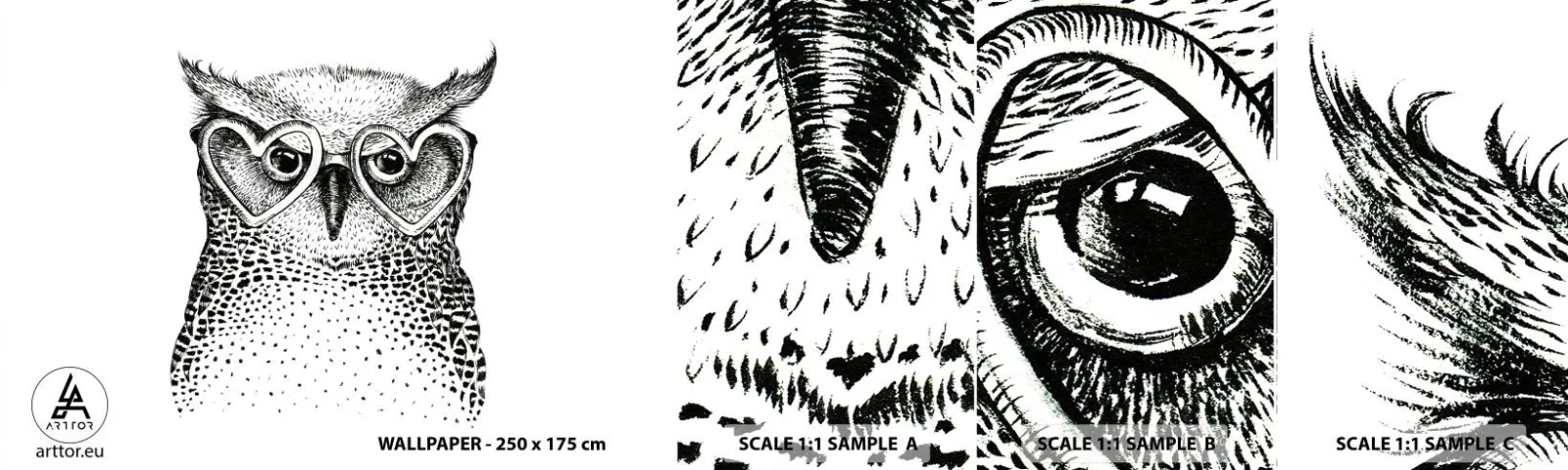 Fototapeta Próbka Samoprzylepna Deluxe Sticker - Mądrze i z miłością - Sowa, Dla Dzieci, Zwierzęta - 100x30 cm