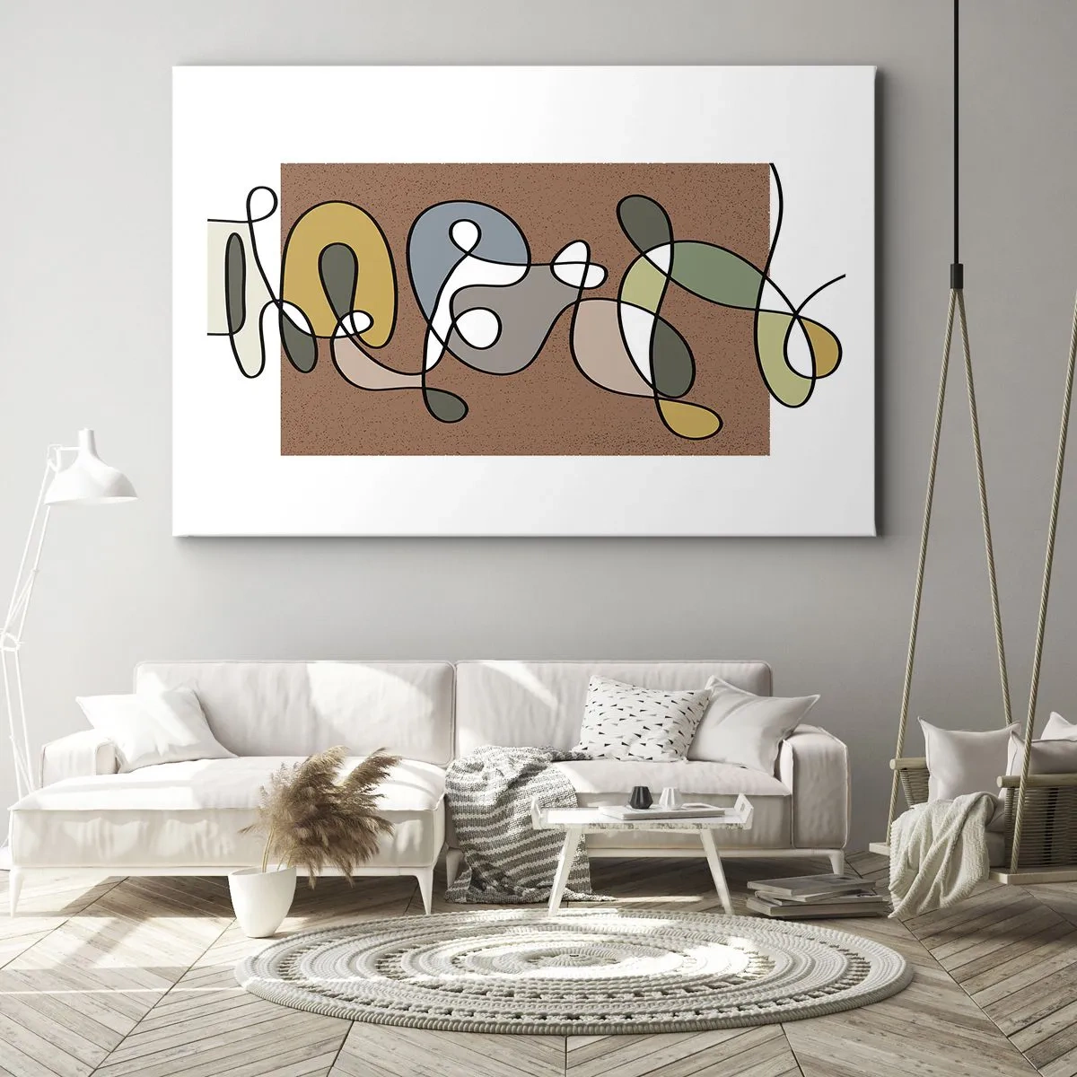 Obraz na płótnie - Kolorowa abstrakcja z plamami i liniami - 120x80cm - Abstrakcja warta uśmiechu - Nowoczesna dekoracja ścienna do salonu, kuchni i sypialni ARTTOR