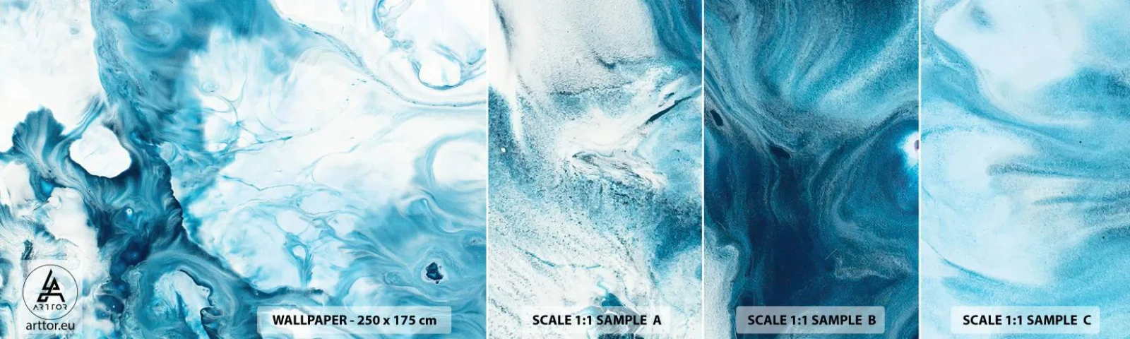 Fototapeta Próbka Samoprzylepna Deluxe Sticker - Koncert błękitu - Abstrakcja, Sztuka, Sztuka Nowoczesna - 100x30 cm