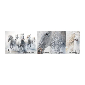 Fototapeta Próbka Premium Canvas - Biała magia - Konie, Zwierzęta, Akwarela - 100x30 cm