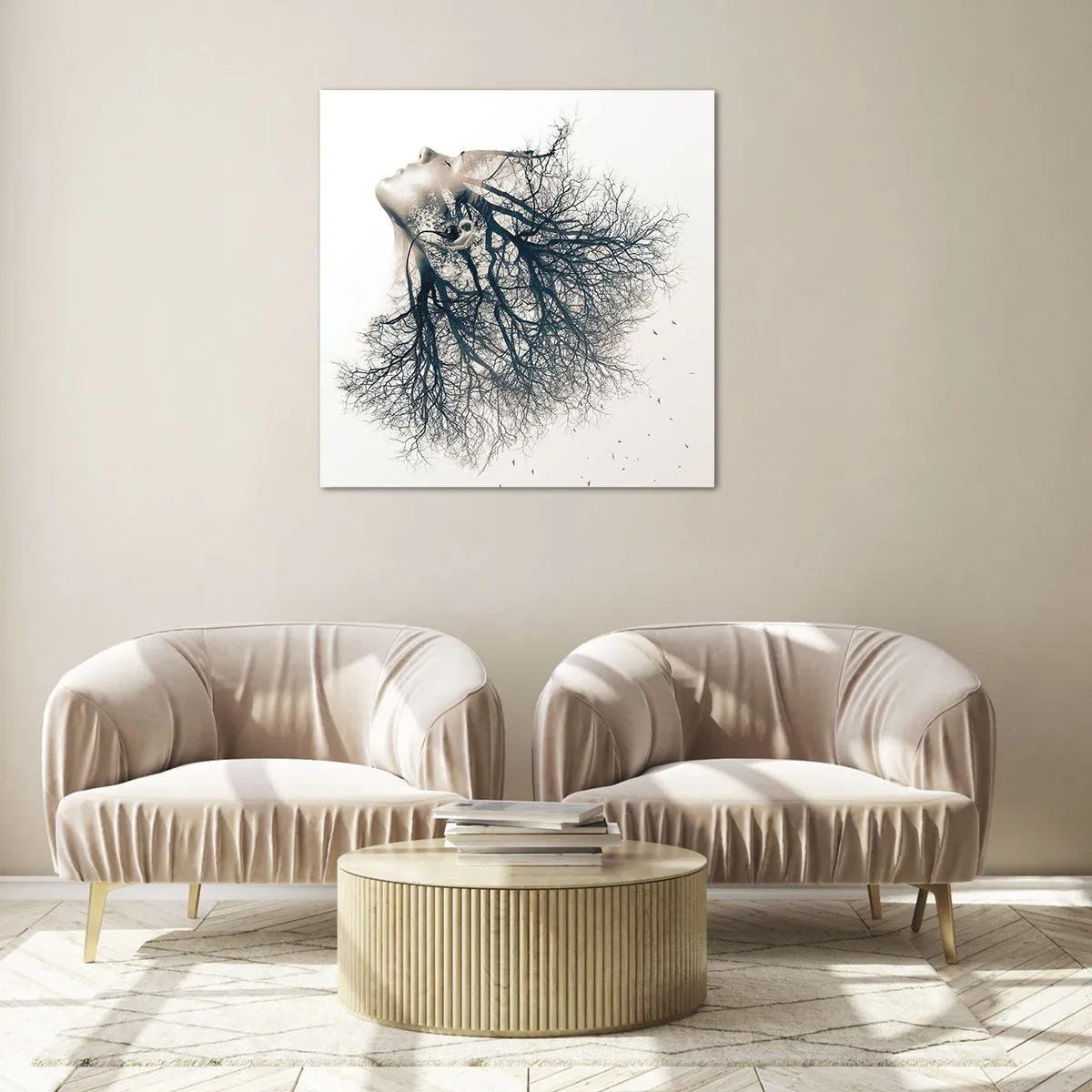 Obraz na szkle - Zasłuchana w szept drzewa - 70x70 cm