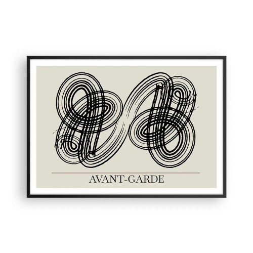 Plakat w czarnej ramie - Abstrakcyjne, czarne linie na jasnym tle w stylu awangardowym - 100x70cm - Wyszło spontanicznie - Nowoczesna dekoracja ścienna do salonu i sypialni ARTTOR