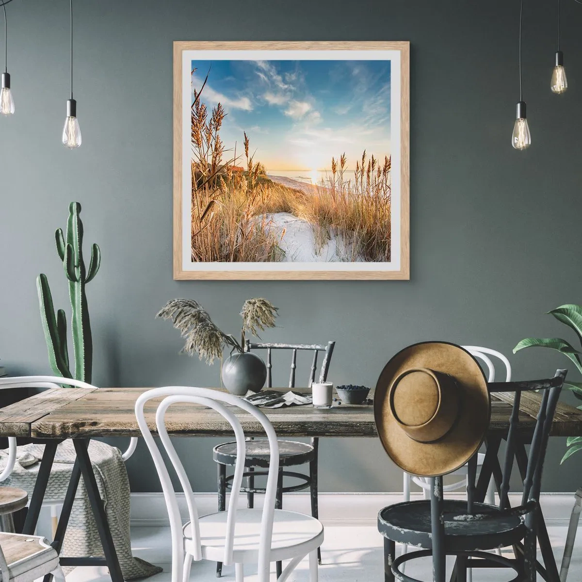 Plakat w ramie jasny dąb - Północna plaża - 60x60 cm