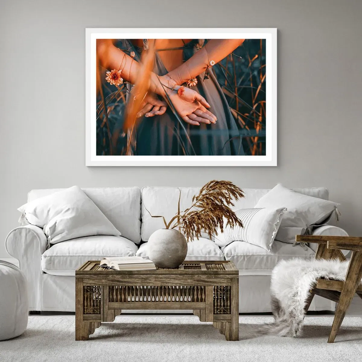 Plakat w białej ramie - Związana z naturą - 40x30 cm