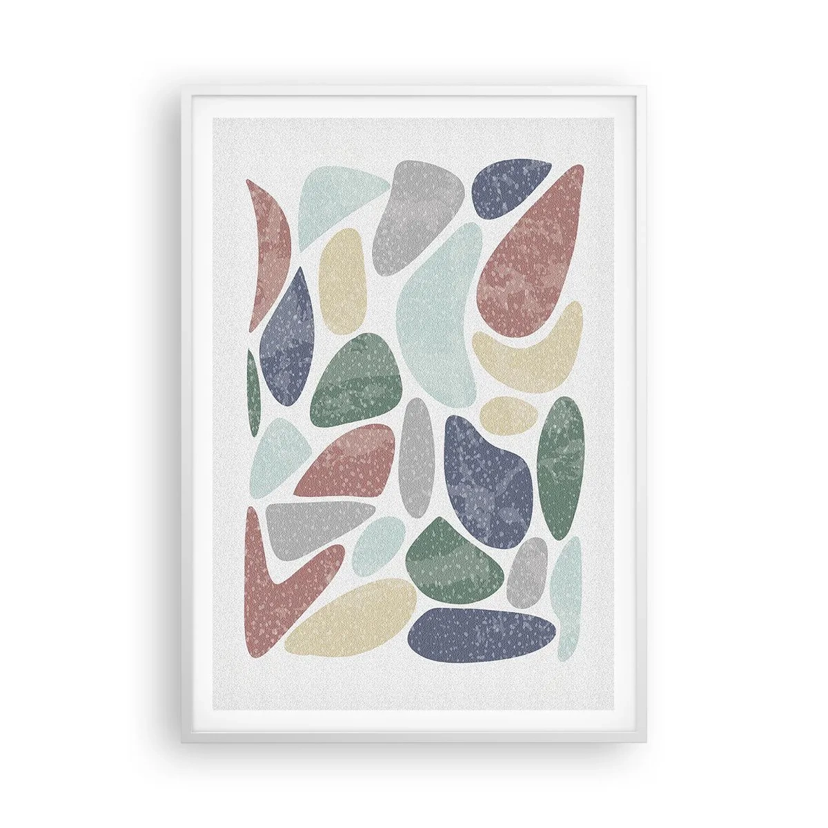 Plakat w białej ramie - Mozaika pudrowanych barw - 70x100 cm
