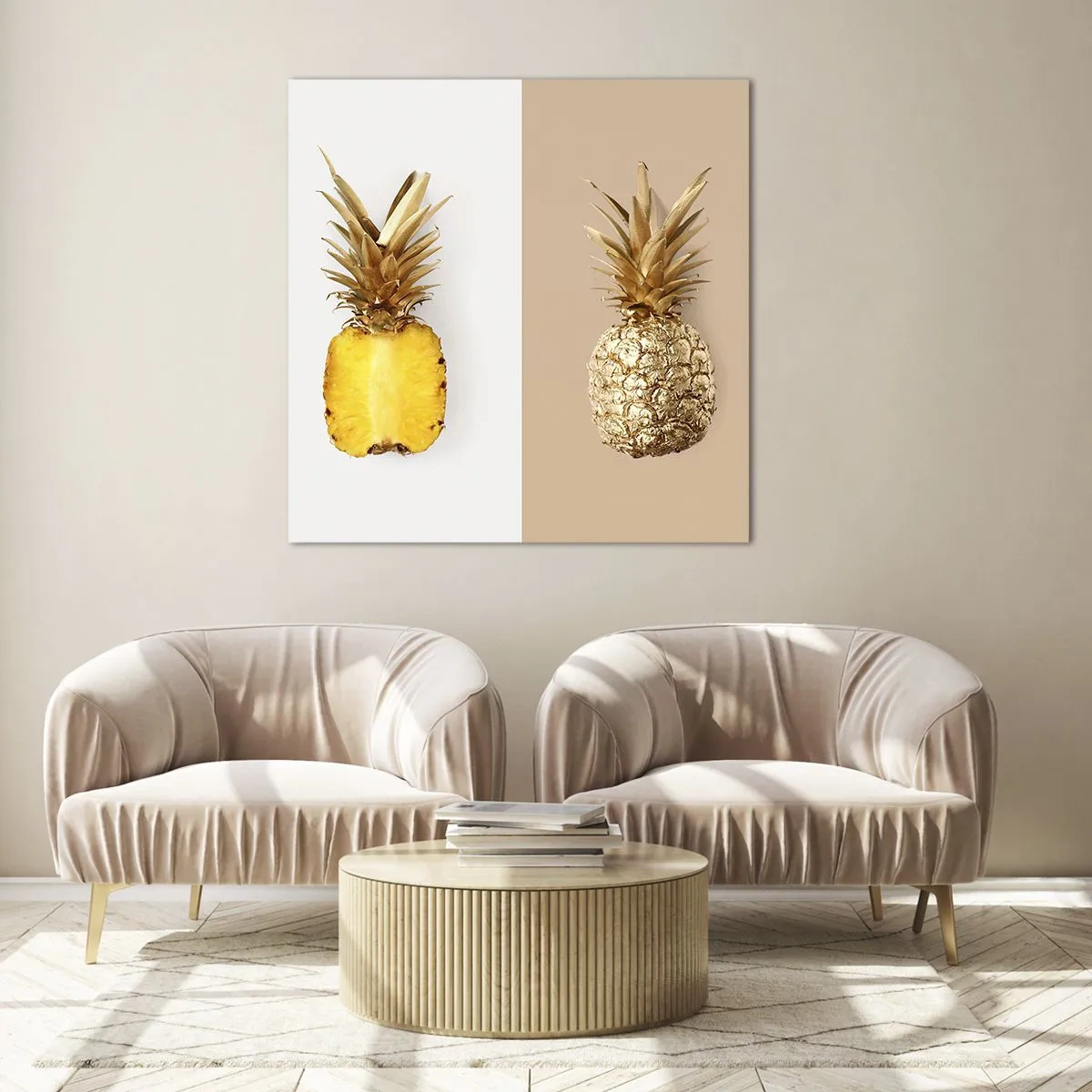 Obraz na szkle - Ananas dla nas - 70x70 cm