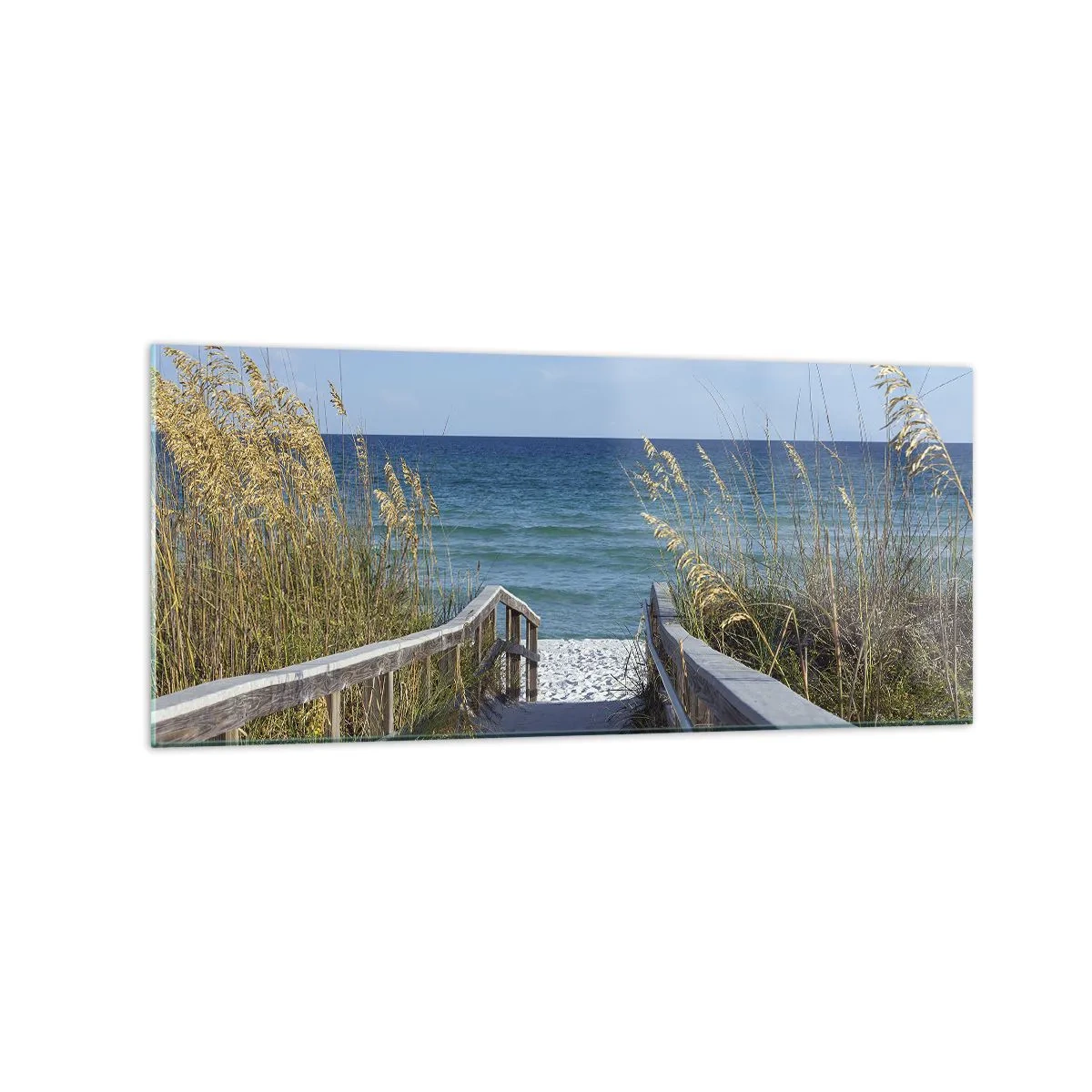 Obraz na szkle - Ścieżka na plażę z widokiem na morze - 120x50cm - W słońcu, na wietrze - Nowoczesna dekoracja ścienna do salonu i sypialni ARTTOR