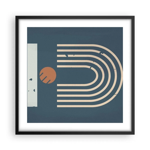 Plakat w czarnej ramie - Geometria na granacie - 50x50 cm