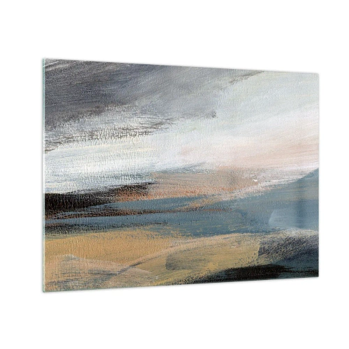 Obraz na szkle - Abstrakcyjny pejzaż w chłodnych i ziemistych barwach - 70x50cm - Abstrakcja: pejzaż północny - Nowoczesna dekoracja ścienna do salonu i sypialni ARTTOR