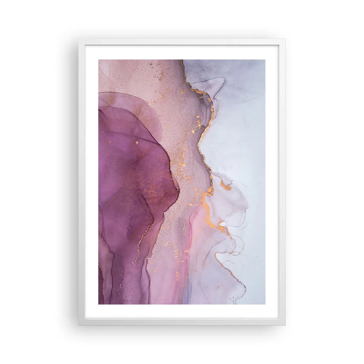 Plakat w białej ramie - Fale lila i fioletu - 50x70 cm