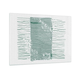 Obraz na szkle - Poziome morskie linie z efektem przetarcia tworzące abstrakcyjną strukturę - 70x50cm - Abstrakcja morska - Nowoczesna dekoracja ścienna do salonu i sypialni ARTTOR