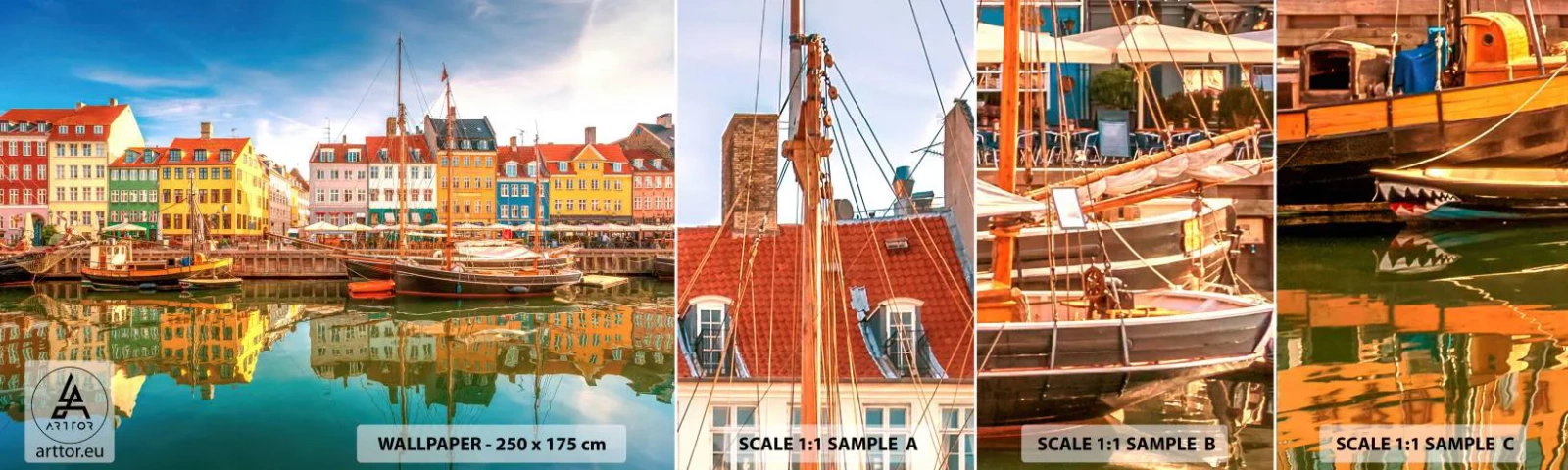 Fototapeta Próbka Standard Eco - Nad wodą gładką jak lustro - Krajobraz, Architektura, Kopenhaga - 100x30 cm