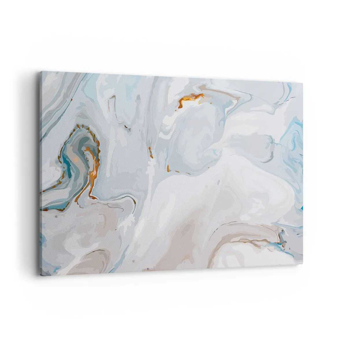 Obraz na płótnie - Abstrakcyjne fale w tonacji błękitu i bieli - 100x70cm - Biel wypiętrzona - Nowoczesna dekoracja ścienna do salonu, kuchni i sypialni ARTTOR