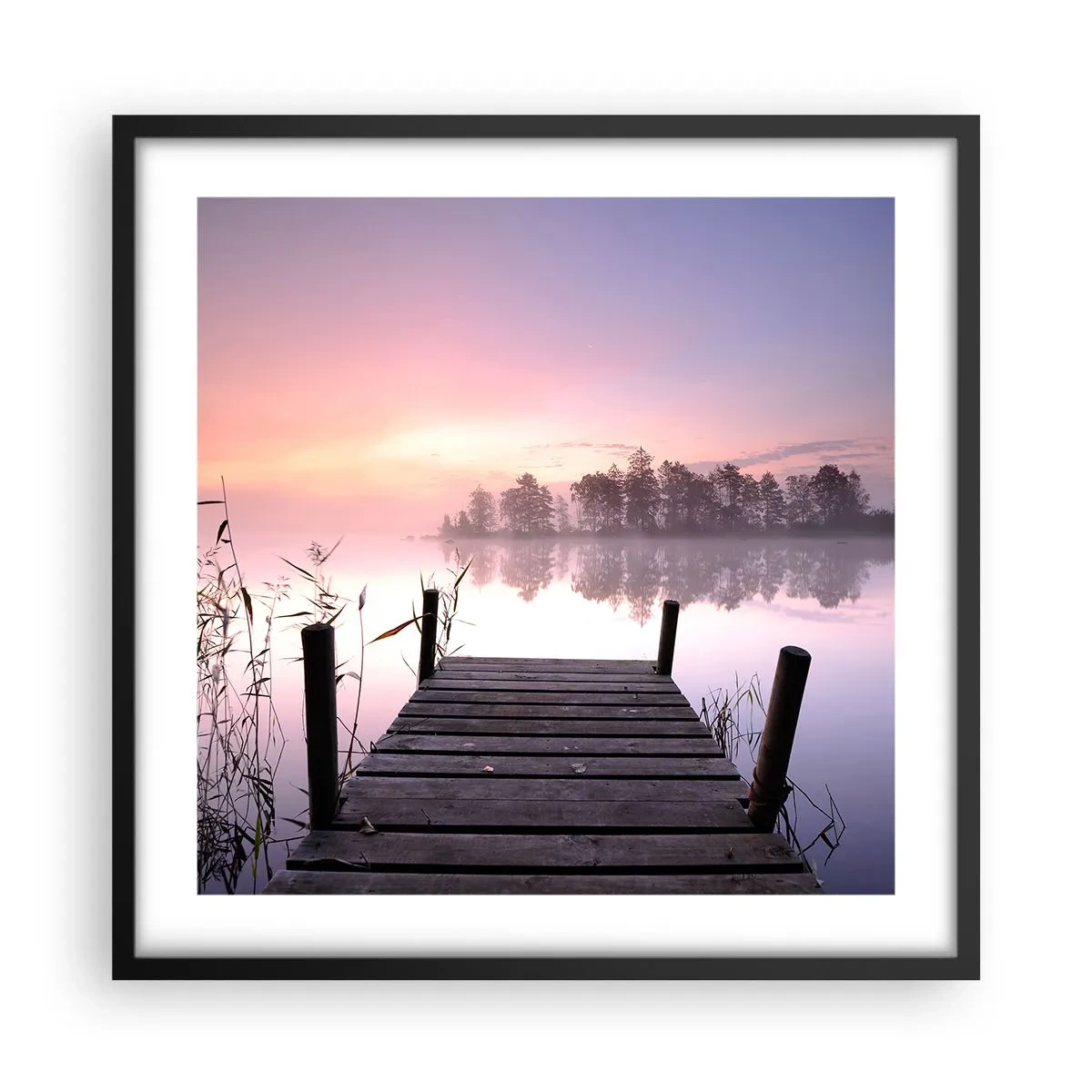 Plakat w czarnej ramie - Z liliowej mgły... - 50x50 cm