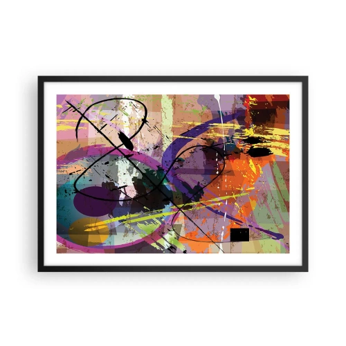 Plakat w czarnej ramie - Kolorowy abstrakcyjny wzór z dynamicznymi liniami i kształtami - 70x50cm - Można wprost lub naokoło - Nowoczesna dekoracja ścienna do salonu i sypialni ARTTOR