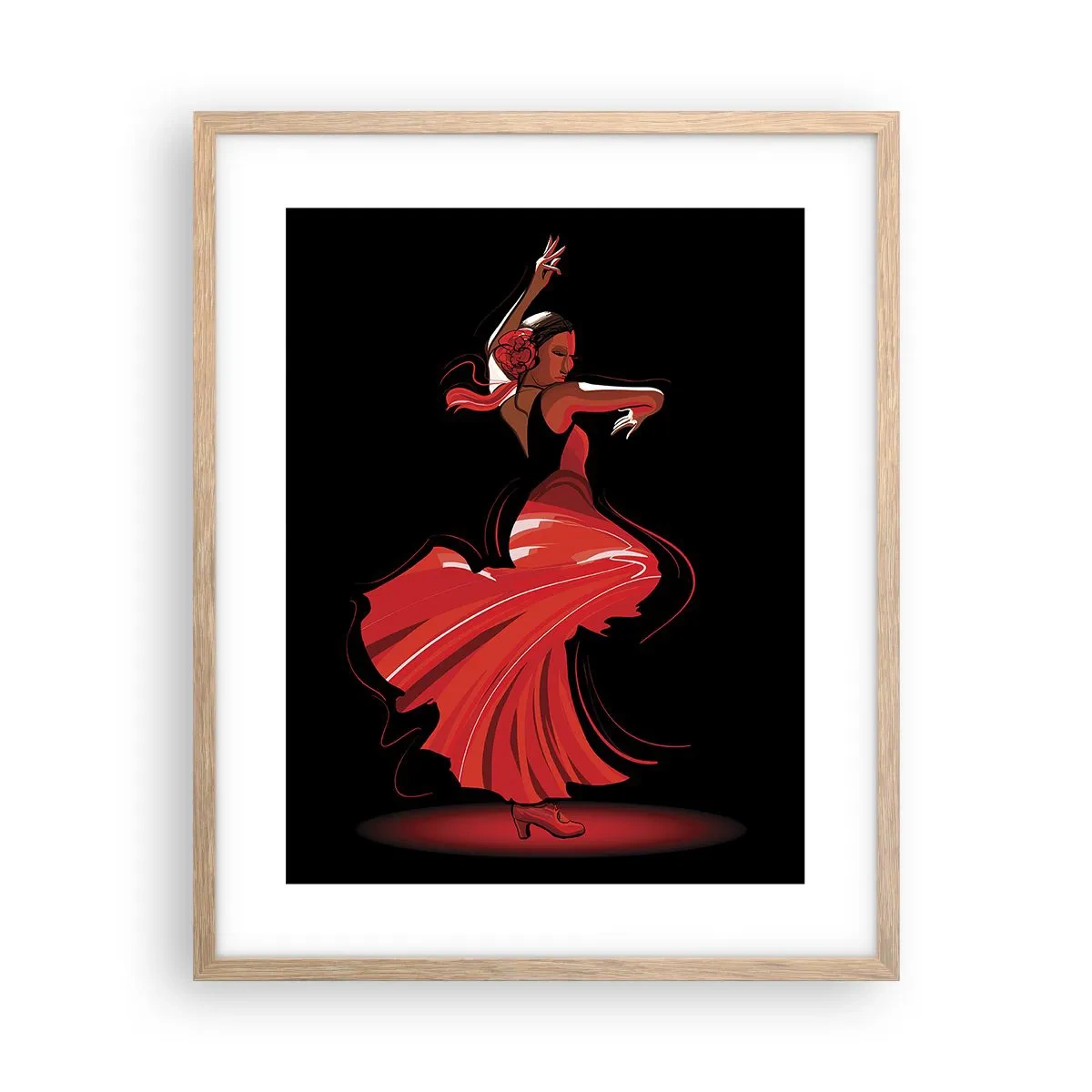 Plakat w ramie jasny dąb - Ognisty duch flamenco - 40x50 cm