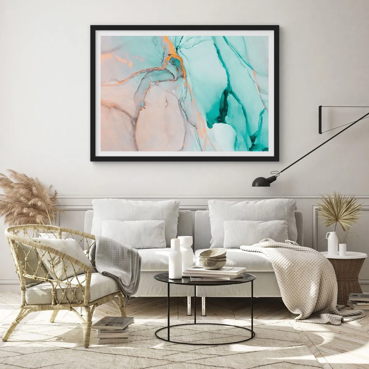 Plakat w czarnej ramie - Taniec kształtów i barw - 91x61 cm