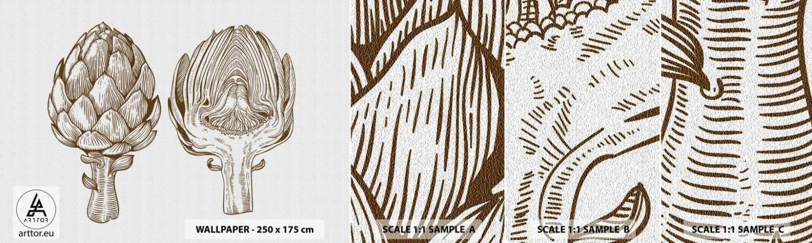 Fototapeta Próbka Samoprzylepna Deluxe Sticker - Lekcja anatomii - Karczoch, Kuchnia, Warzywa - 100x30 cm