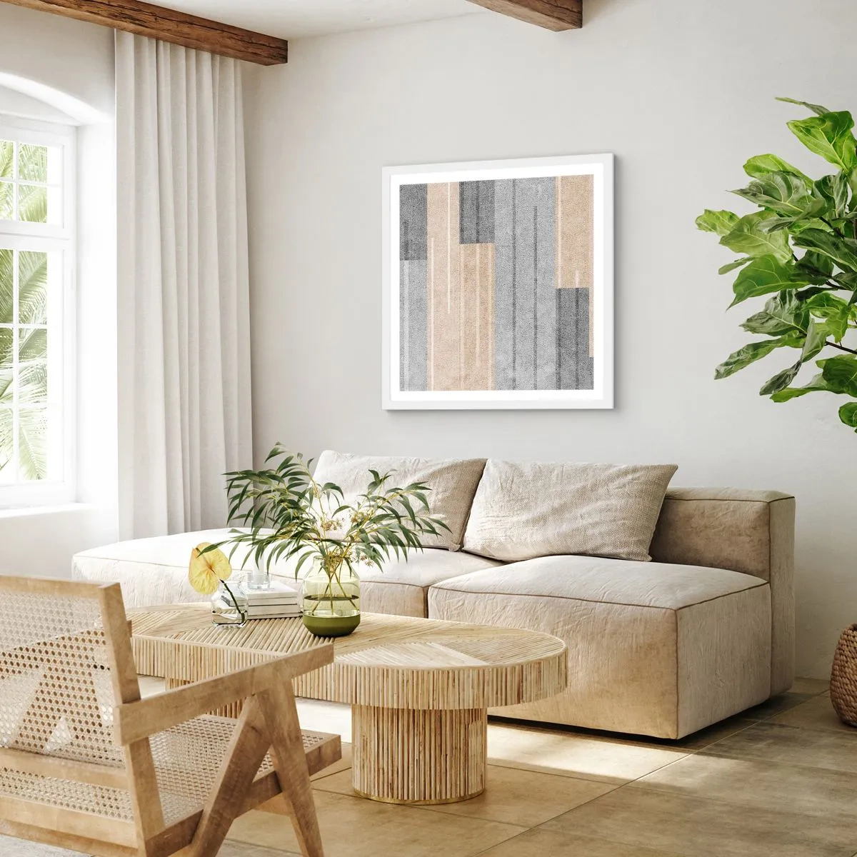 Plakat w białej ramie - Kompozycja: trzymać pion - 50x50 cm