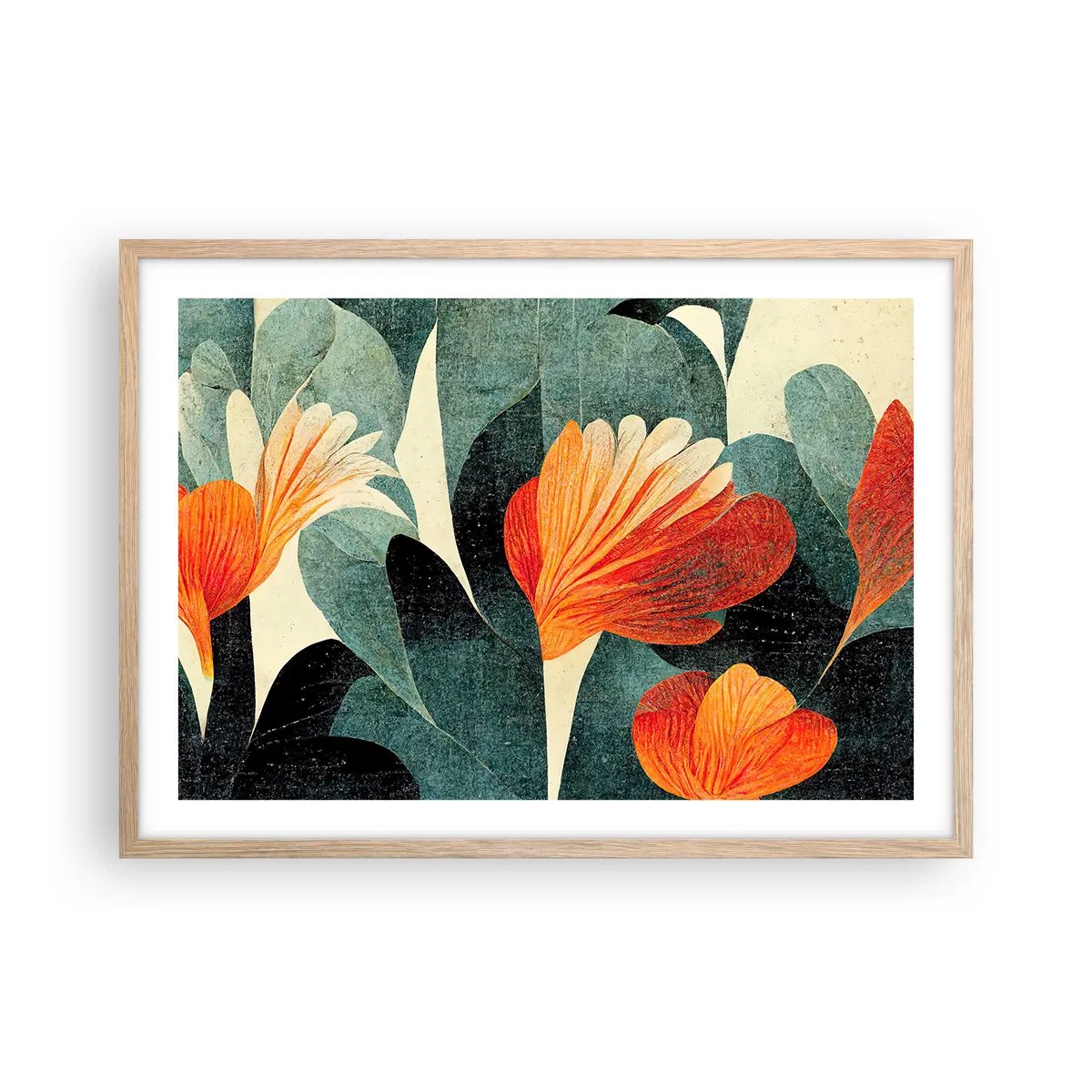 Plakat w ramie jasny dąb - Żar tropików i chłód zieleni - 70x50 cm