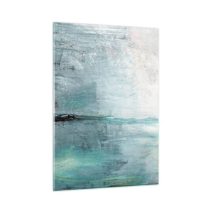 Obraz na szkle - Abstrakcyjna kompozycja w odcieniach błękitu i szarości - 50x70cm - Horyzontalnie w błękicie - Nowoczesna dekoracja ścienna do salonu, kuchni i sypialni ARTTOR