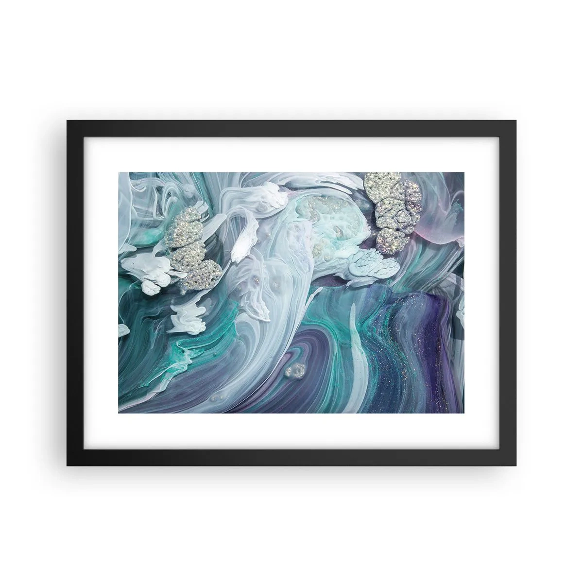 Plakat w czarnej ramie - Nurty błękitu - 40x30 cm